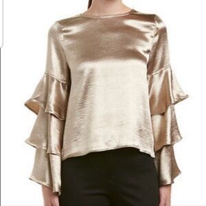 Gracia Metallic Gold Ruffle Sleeve Blouse